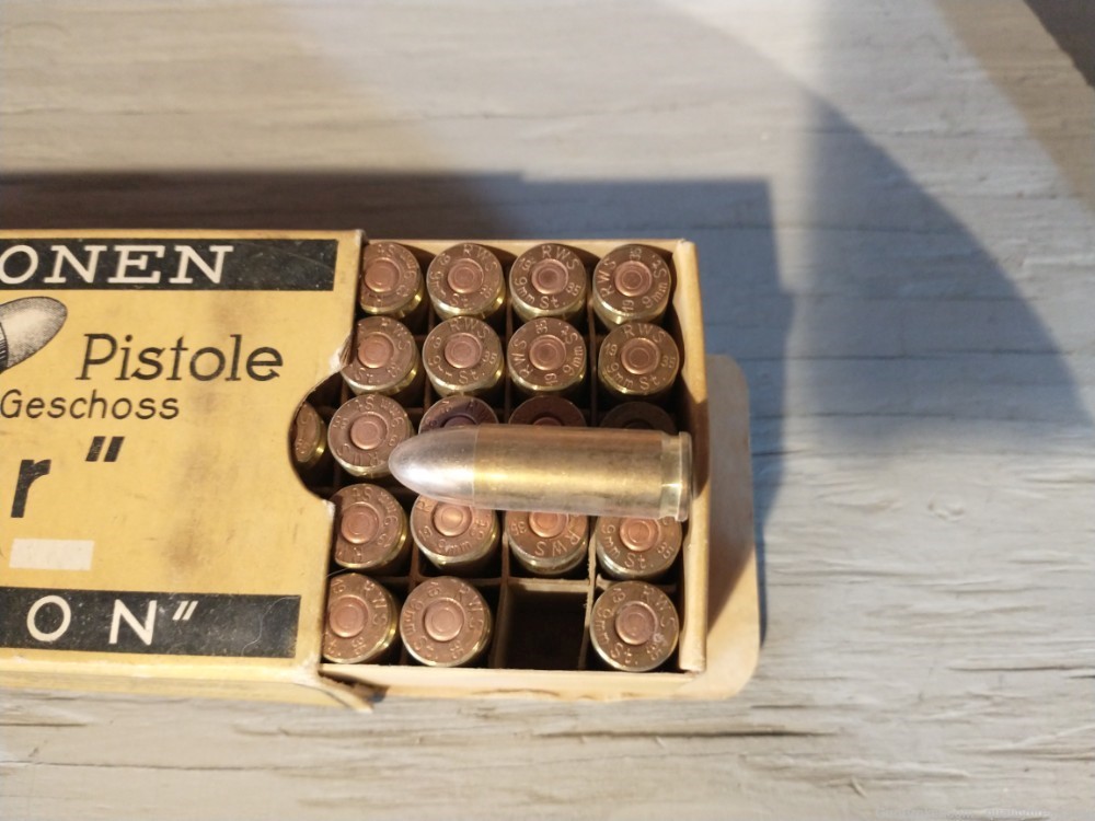 STEYR 9mm ammo aka 9x23 STEYR (50) VINTAGE PRE-WAR GERMAN 1935 BUY NOW-img-2