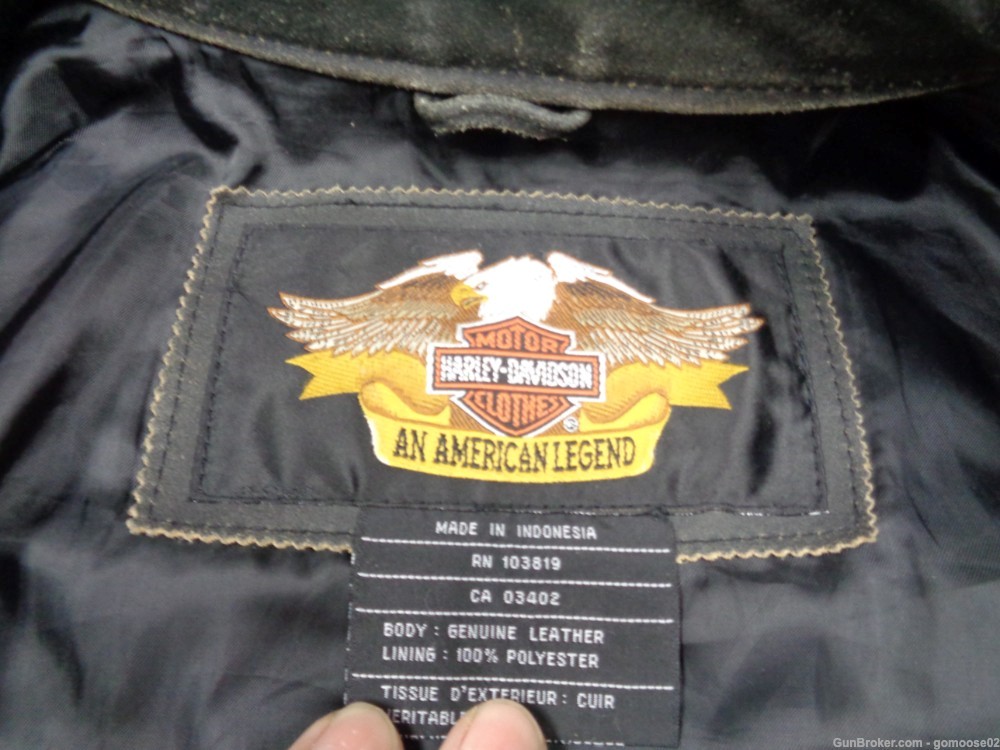 3 Genuine Vintage Harley Davidson HD Denim Leather Jacket L WE TRADE GUNS-img-16