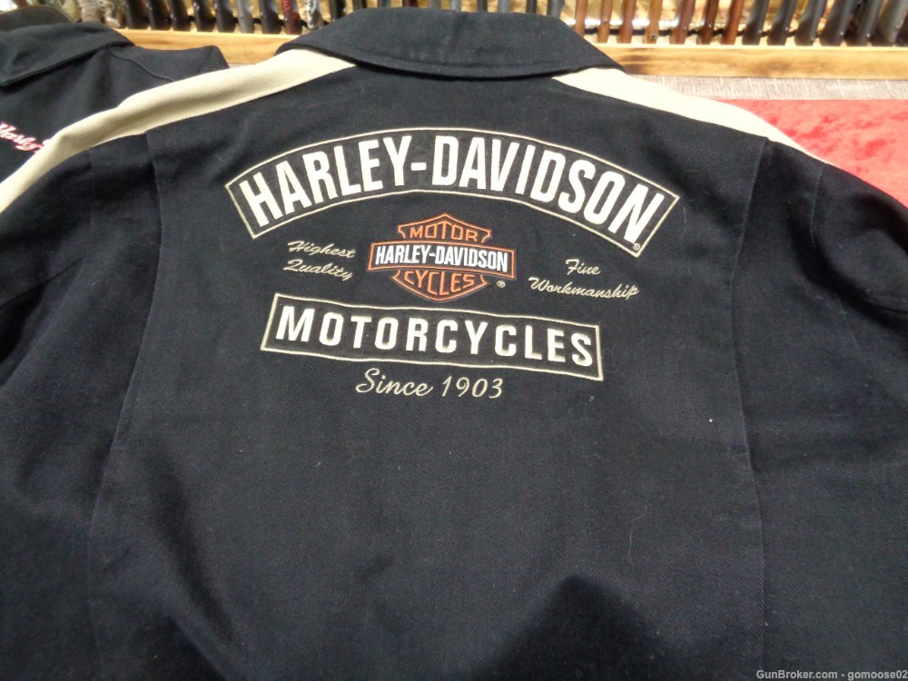 3 Genuine Vintage Harley Davidson HD Denim Leather Jacket L WE TRADE GUNS-img-2