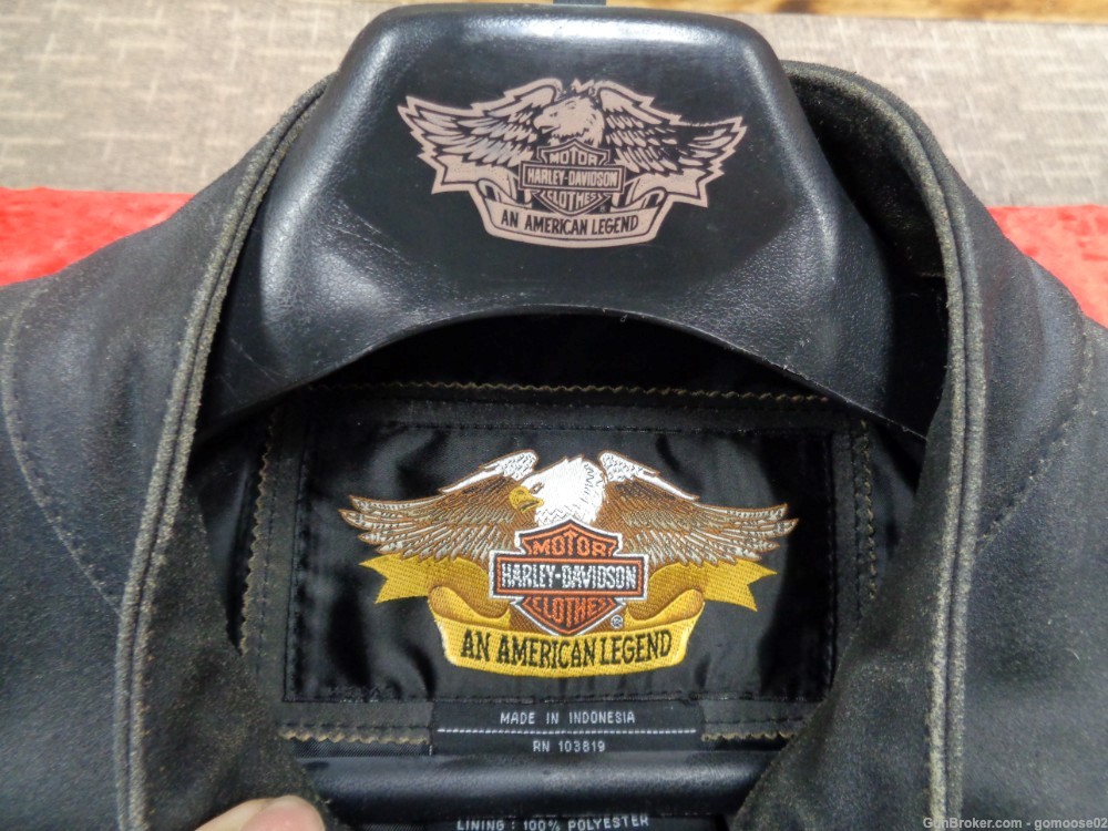 3 Genuine Vintage Harley Davidson HD Denim Leather Jacket L WE TRADE GUNS-img-18