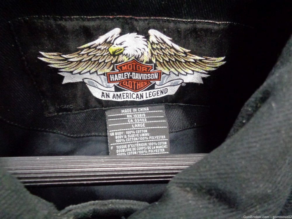3 Genuine Vintage Harley Davidson HD Denim Leather Jacket L WE TRADE GUNS-img-13