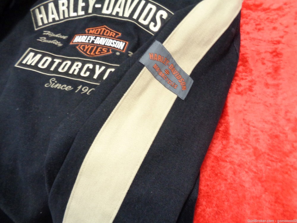 3 Genuine Vintage Harley Davidson HD Denim Leather Jacket L WE TRADE GUNS-img-7