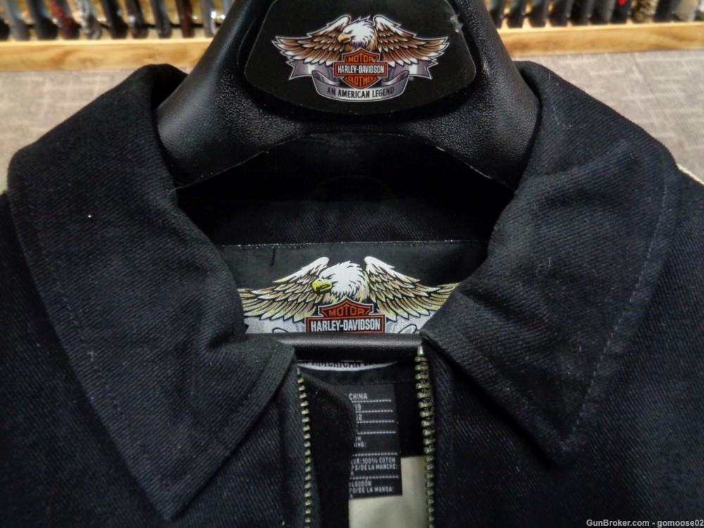 3 Genuine Vintage Harley Davidson HD Denim Leather Jacket L WE TRADE GUNS-img-11