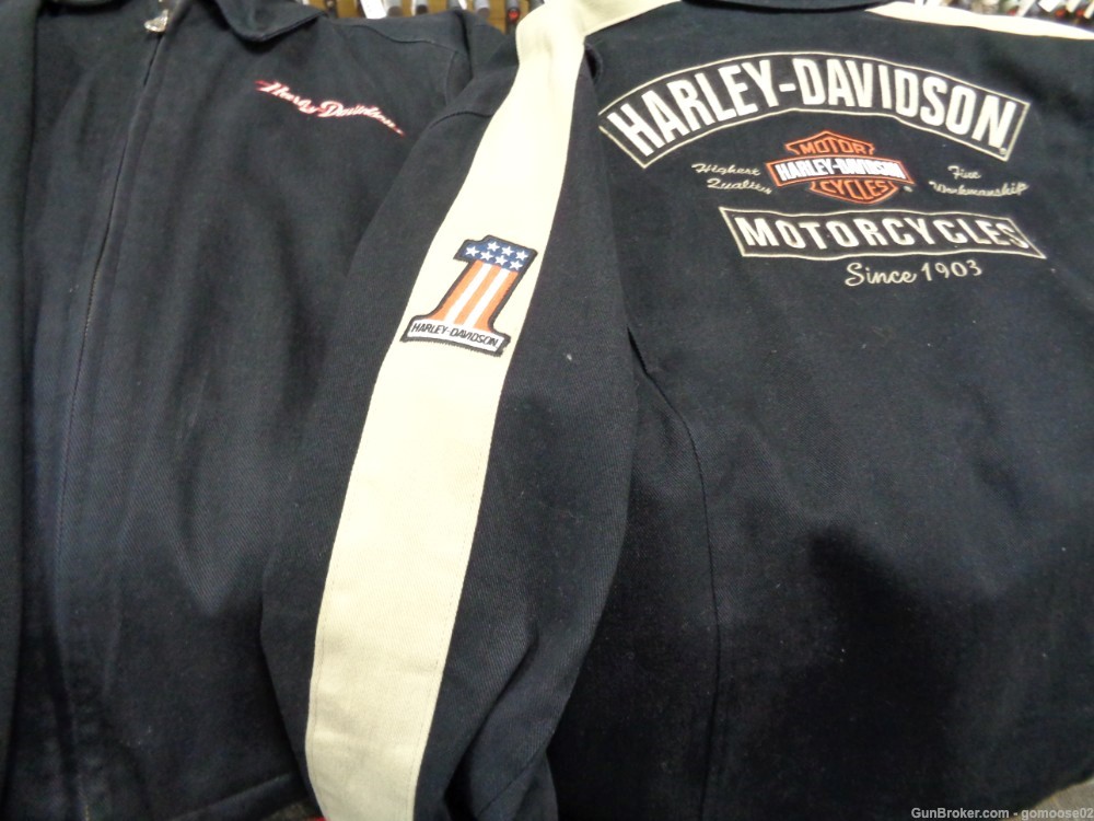 3 Genuine Vintage Harley Davidson HD Denim Leather Jacket L WE TRADE GUNS-img-8