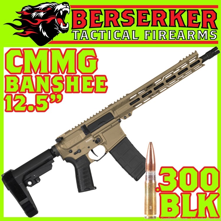 CMMG BANSHEE Mk4 300 Blackout 12.5" 30+1 Coyote Tan  SBA3 Brace included-img-1