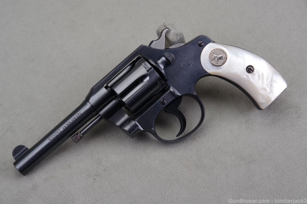 Exceptional 1939 Colt Pocket Positive 32 Police 3 1/2'' Blue with Pearls-img-30