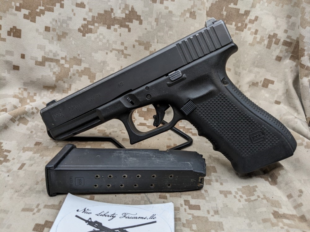 Glock 22 Gen 4 Pistol .40 S&W Police Trade In G22 Night Sights VG 1-15 Mag-img-2