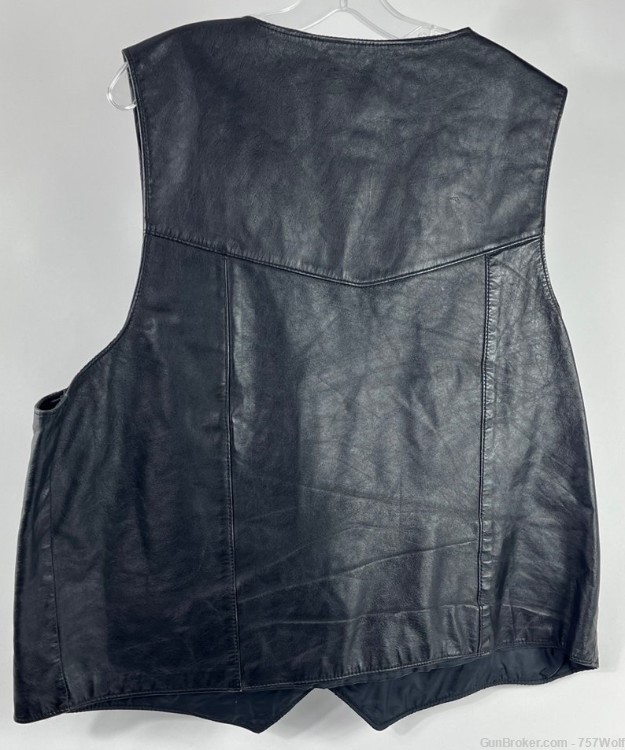 Sharp Looking Universal Rider XXL Black Leather Biker Vest Made In USA-img-3