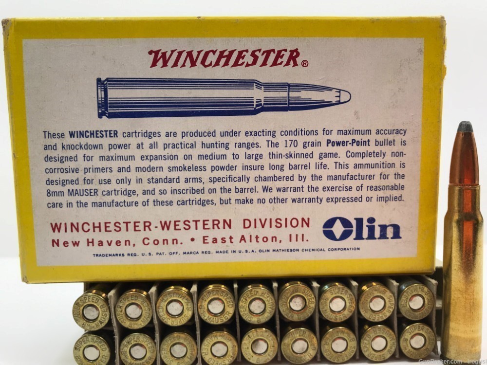 1965 Winchester Super Speed 8mm Mauser 170 Gr Soft Pt Power Point 1181-LP-img-1