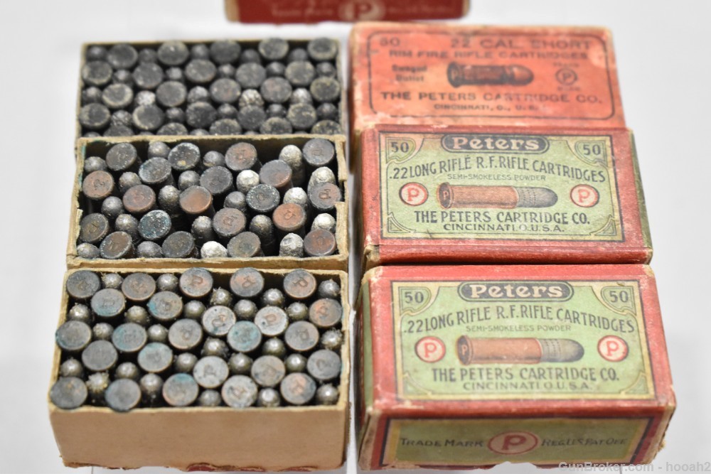 5 Scarce 2 Pc Vintage Boxes Peters 22 Short & Long Rifle S LR 2 Sealed -img-1