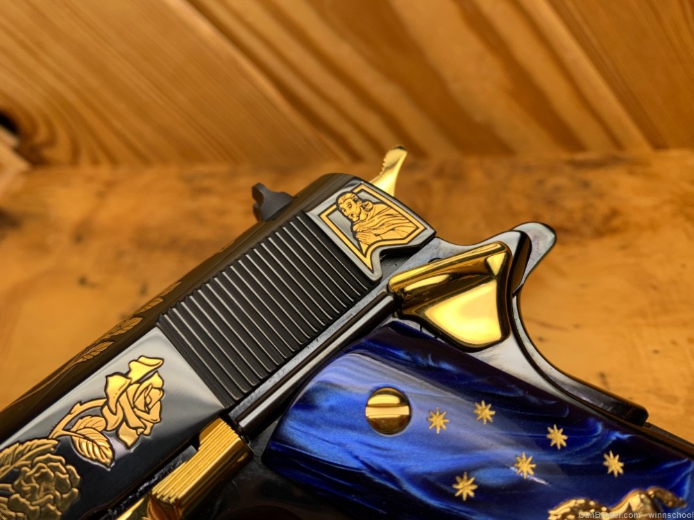 NEW ! 37 OF 300 COLT 1911 LADY OF GUADALUPE .38 SUPER ENGRAVED 5" BARREL NR-img-10