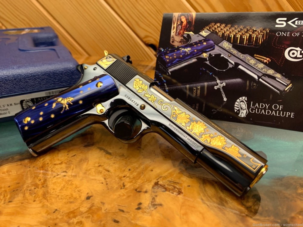 NEW ! 37 OF 300 COLT 1911 LADY OF GUADALUPE .38 SUPER ENGRAVED 5" BARREL NR-img-27