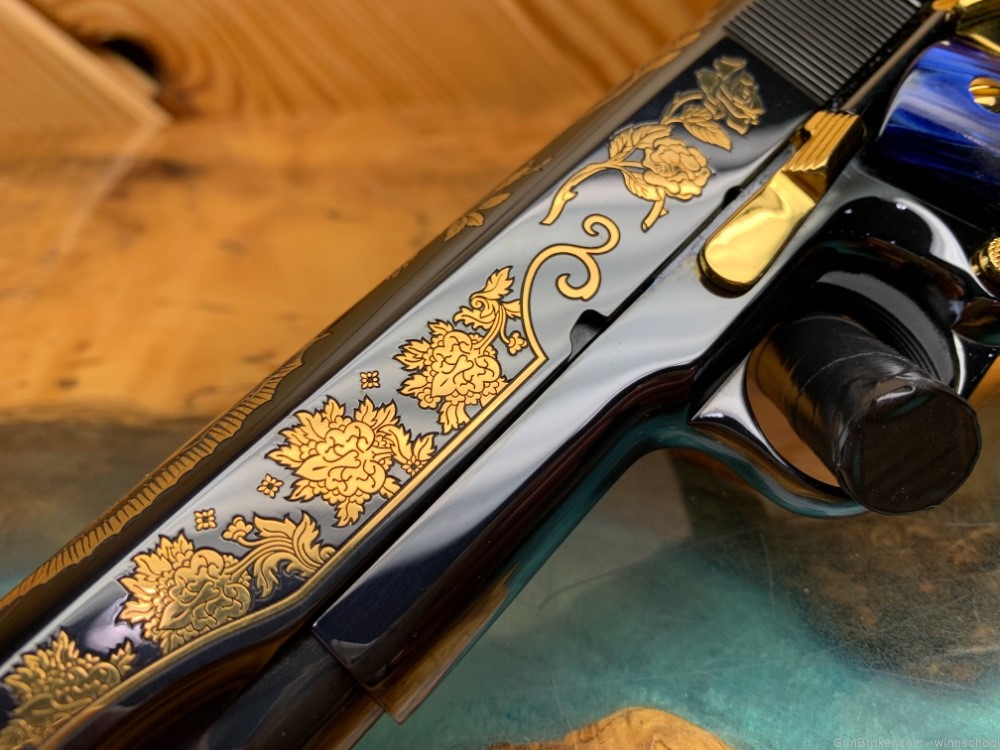 NEW ! 37 OF 300 COLT 1911 LADY OF GUADALUPE .38 SUPER ENGRAVED 5" BARREL NR-img-8