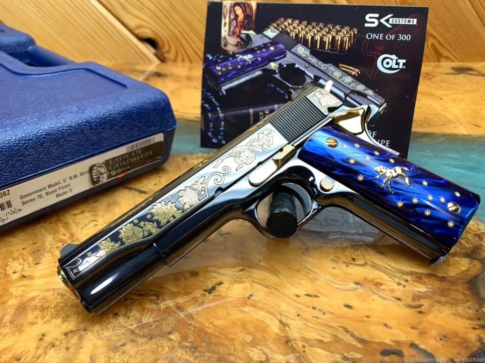 NEW ! 37 OF 300 COLT 1911 LADY OF GUADALUPE .38 SUPER ENGRAVED 5" BARREL NR-img-3