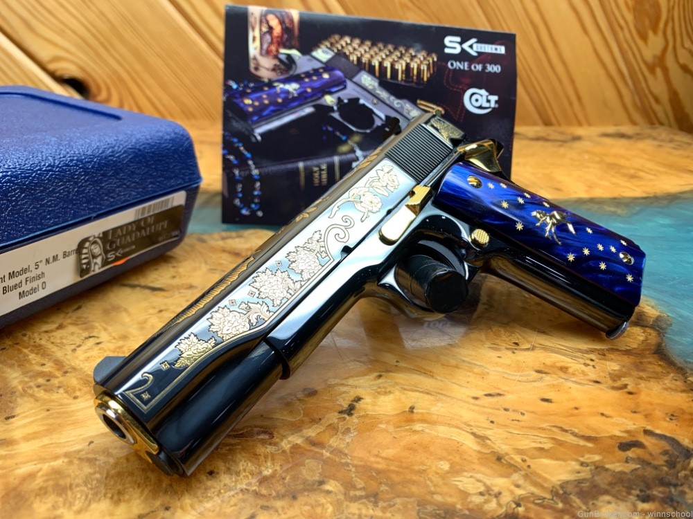 NEW ! 37 OF 300 COLT 1911 LADY OF GUADALUPE .38 SUPER ENGRAVED 5" BARREL NR-img-5