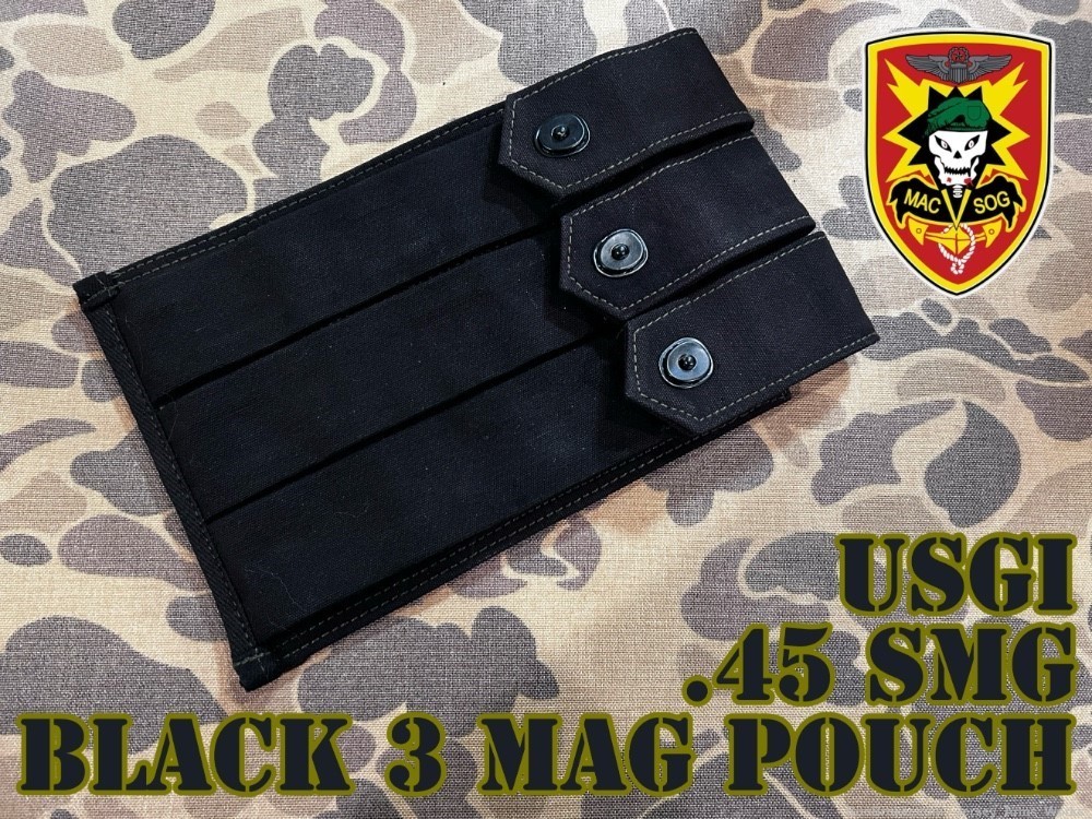 USGI .45 SMG Mag Pouch M3 MAC-10 M10 Grease Gun RARE BLACK 30rd CIA MACVSOG-img-0