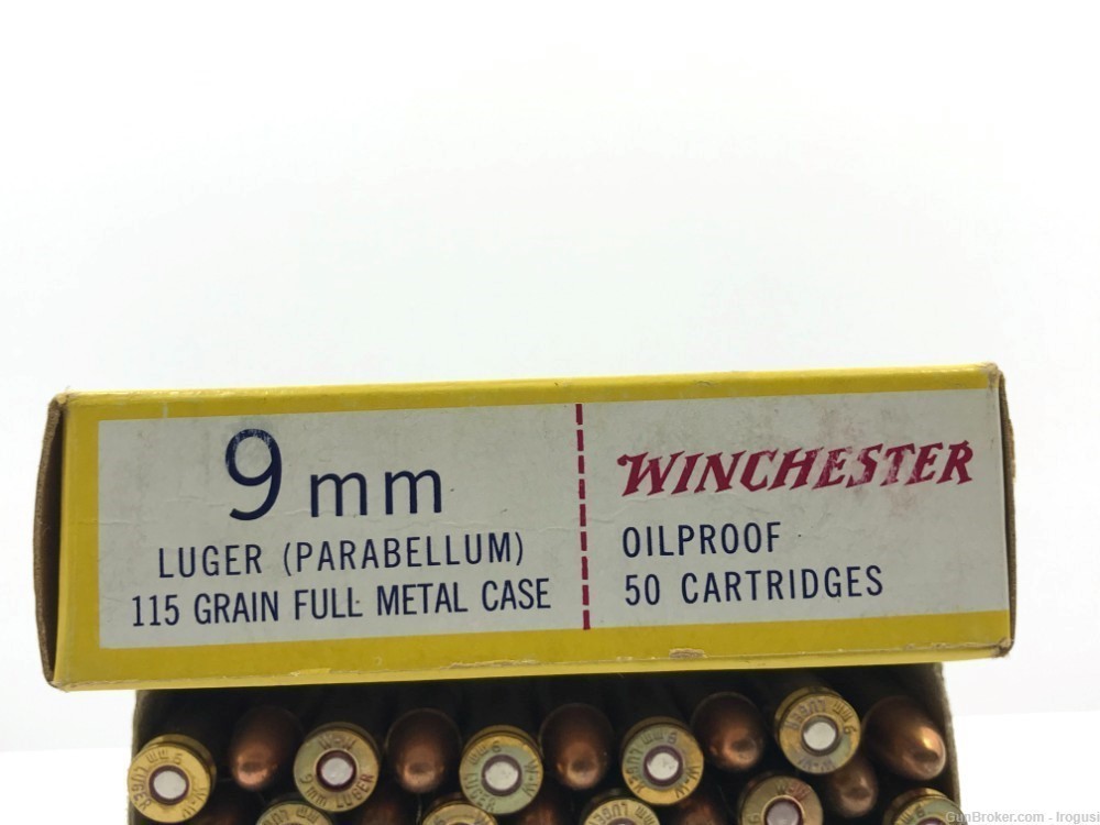 1969 Winchester 9mm 115 Gr Full Metal Vintage Box 49 Rounds 1184-LN-img-4