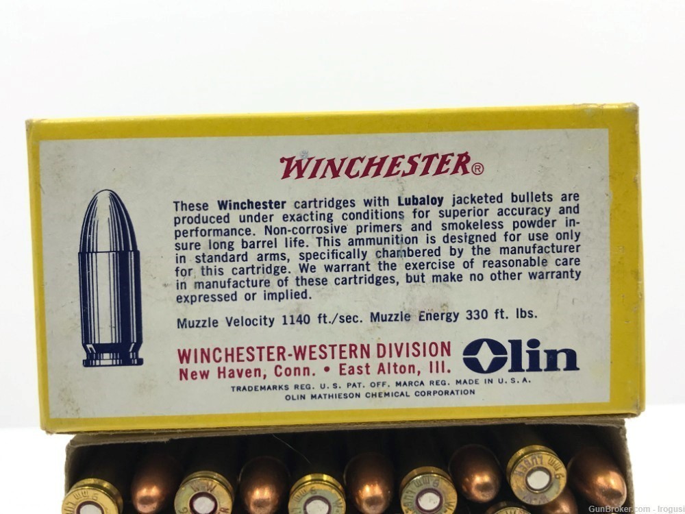 1969 Winchester 9mm 115 Gr Full Metal Vintage Box 49 Rounds 1184-LN-img-1