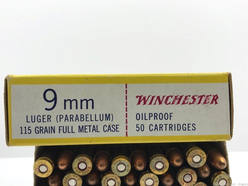 1969 Winchester 9mm 115 Gr Full Metal Vintage Box 49 Rounds 1184-LN-img-2