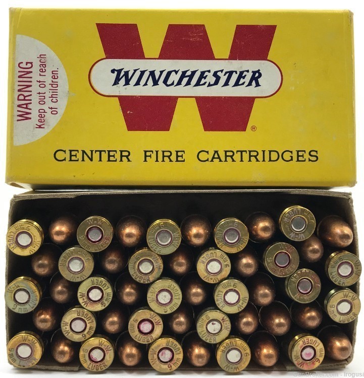 1969 Winchester 9mm 115 Gr Full Metal Vintage Box 49 Rounds 1184-LN-img-0