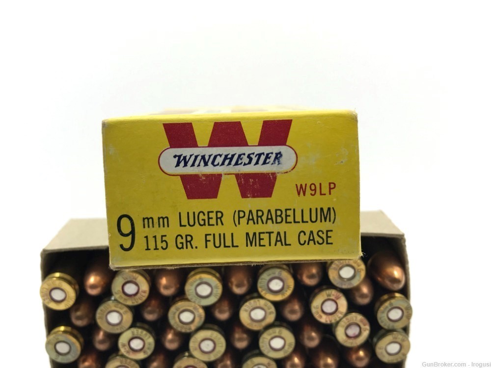 1969 Winchester 9mm 115 Gr Full Metal Vintage Box 49 Rounds 1184-LN-img-3