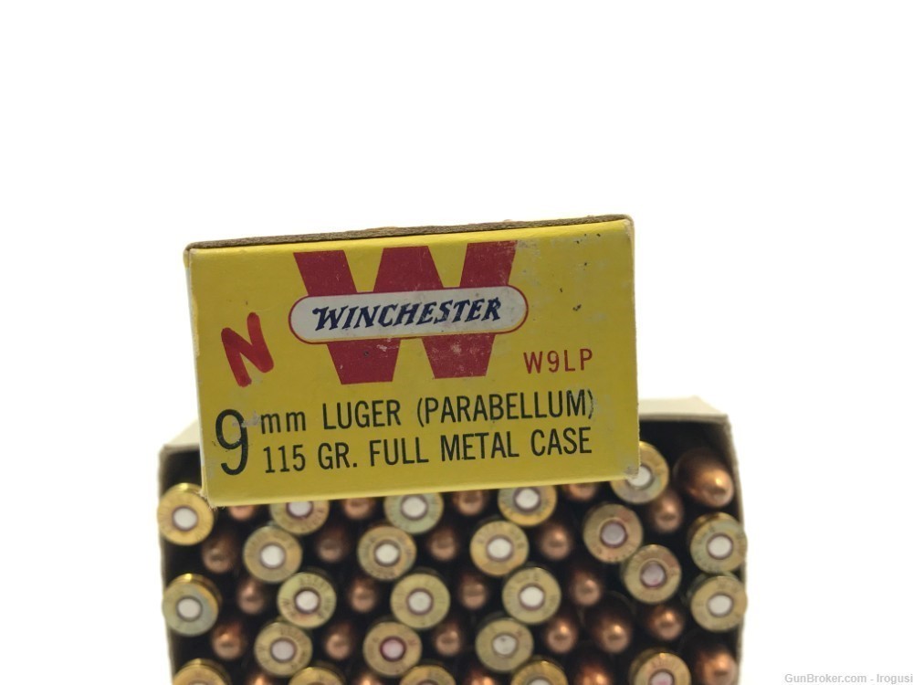 1969 Winchester 9mm 115 Gr Full Metal Vintage Box 49 Rounds 1184-LN-img-5