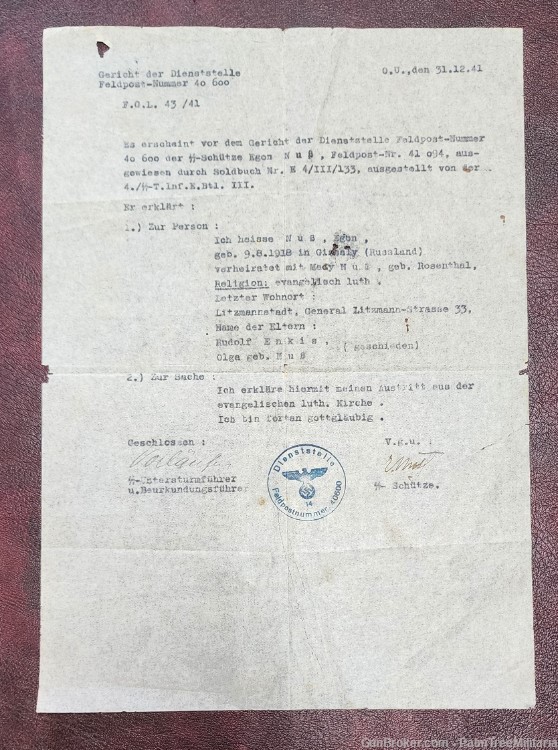 RARE WW2 WWII German NSDAP Third Reich SS Schutze soldiers document 1941-img-0