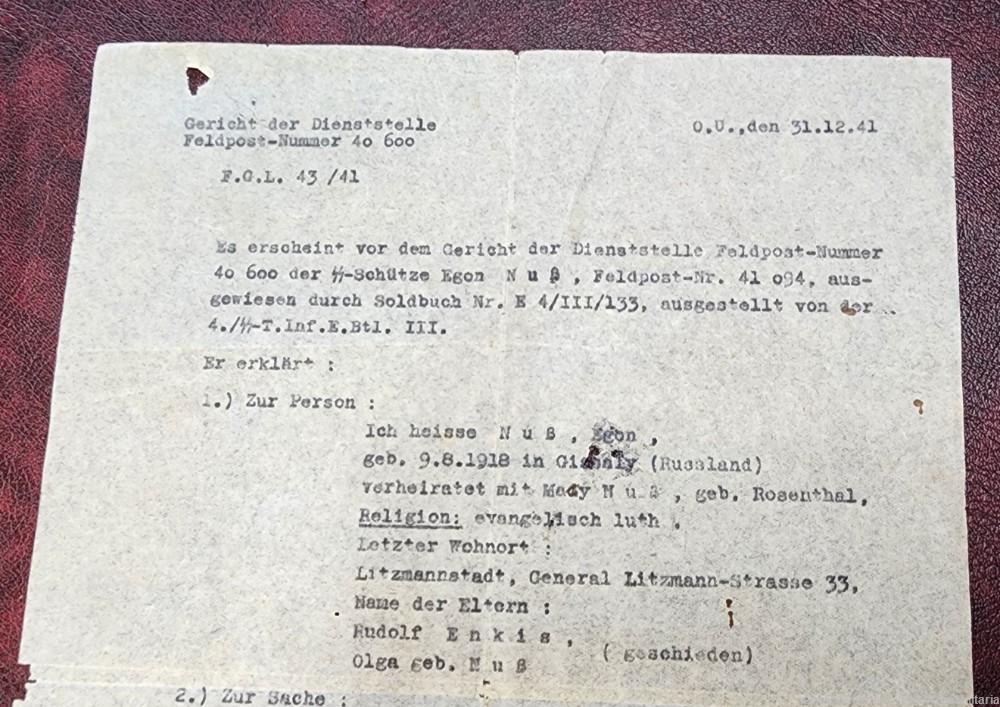 RARE WW2 WWII German NSDAP Third Reich SS Schutze soldiers document 1941-img-1