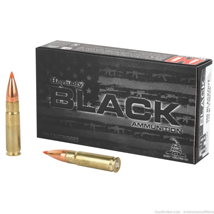 Hornady Black Ammunition .300 Blackout 110 Grain VMAX 20 Rounds-img-0