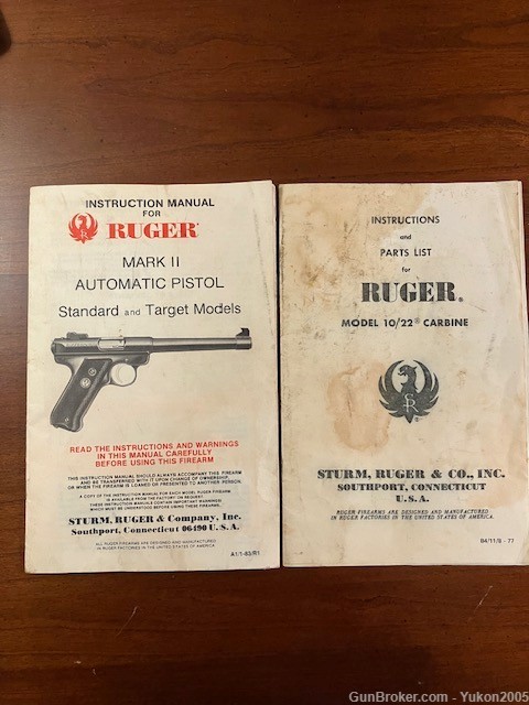 Vintage Ruger Mark II Automatic Pistol & 10/22 Carbine Instruction Manuals-img-0