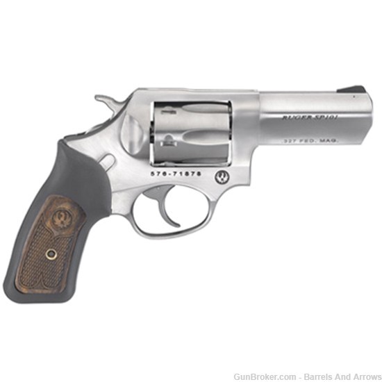 Ruger 5784 SP101 Revolver, 327 Fed, 3" Bbl, Stainless, 6 Rnd, Black Rubber,-img-0