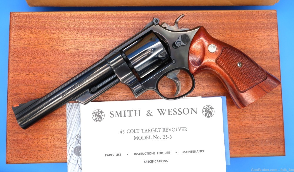 Smith & Wesson 25-5 45 Colt w/Case, Tools, Shipper ca. 1980 Near Mint!-img-1