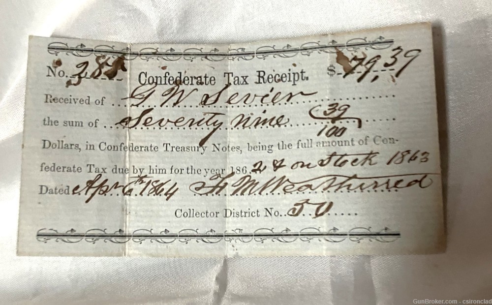 Confederate States Tax receipt-img-1
