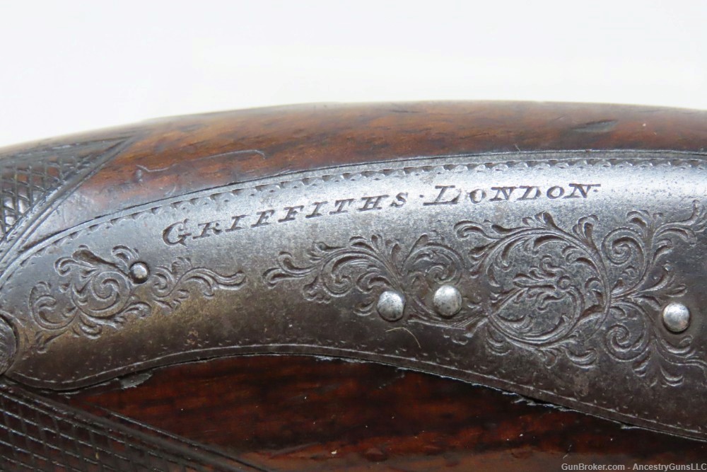 Antique GRIFFITHS Belt Pistol ENGRAVED LONDON English .62 Caliber-img-5