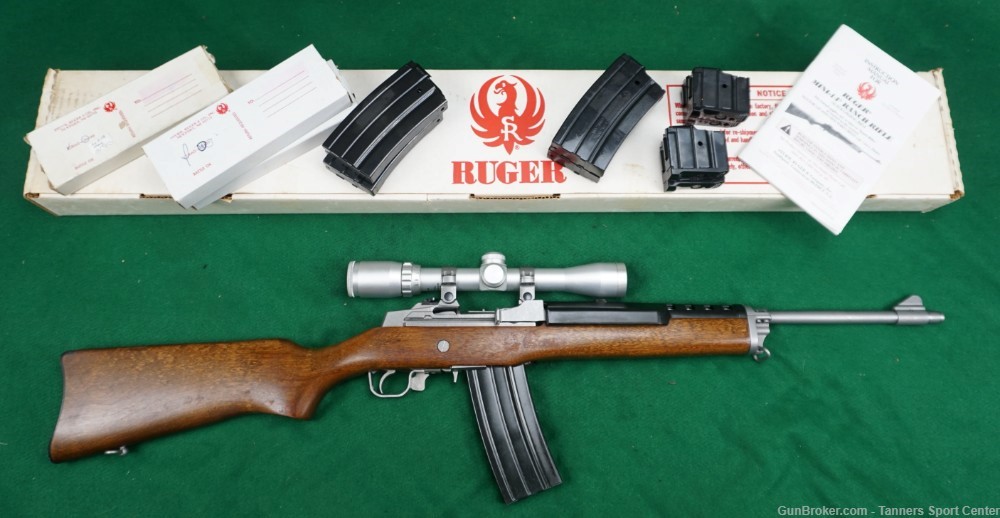 Ruger Ranch Rifle Stainless 223 223rem 18.5" w/ Scope & Twelve Mags-img-0