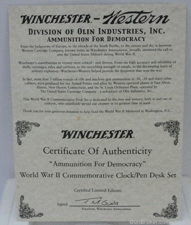Winchester WWII Desk Set / Clock NEW! One of 5000-img-12