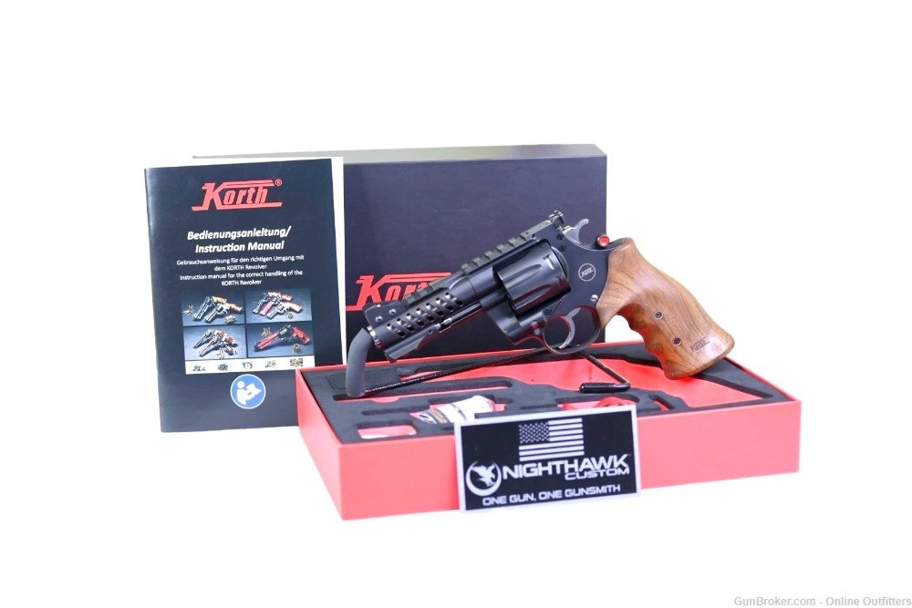 Nighthawk Custom Korth NXS 357 Mag 4" 8rd SA/DA Revolver 60-140 Walnut Grip-img-0