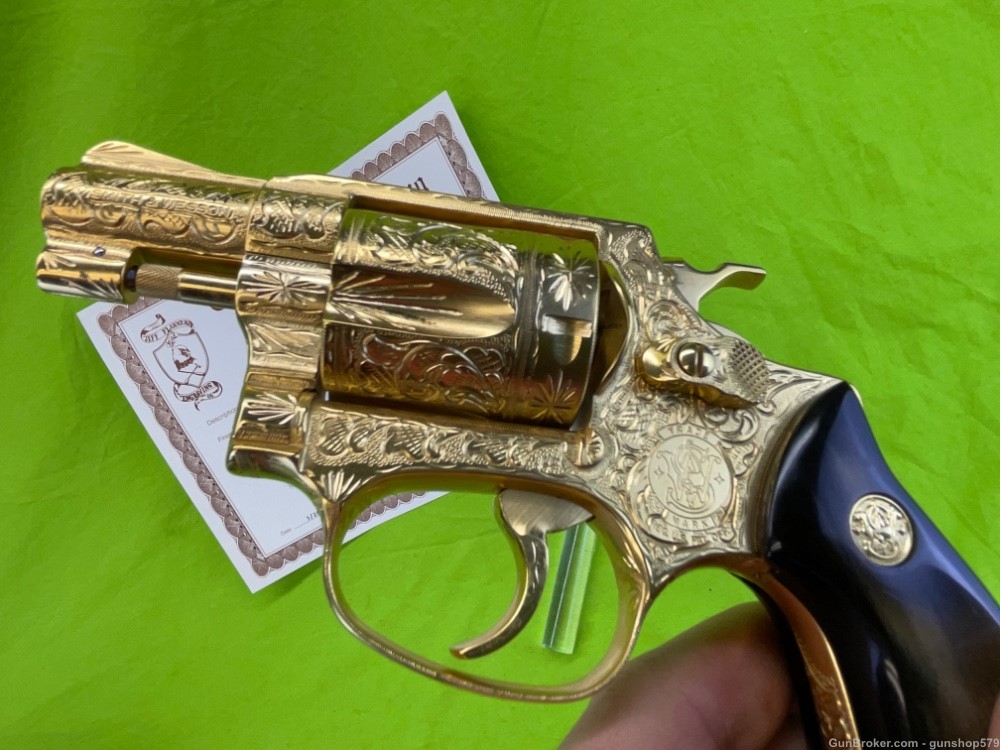 FULLY FLANNERY ENGRAVED 24K GOLD SMITH & WESSON 36 38 SPL 36-7 UNFIRED S&W-img-6