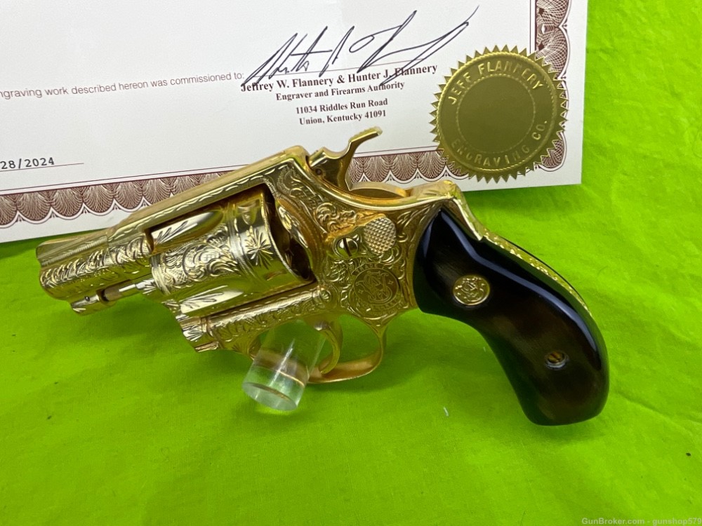FULLY FLANNERY ENGRAVED 24K GOLD SMITH & WESSON 36 38 SPL 36-7 UNFIRED S&W-img-1