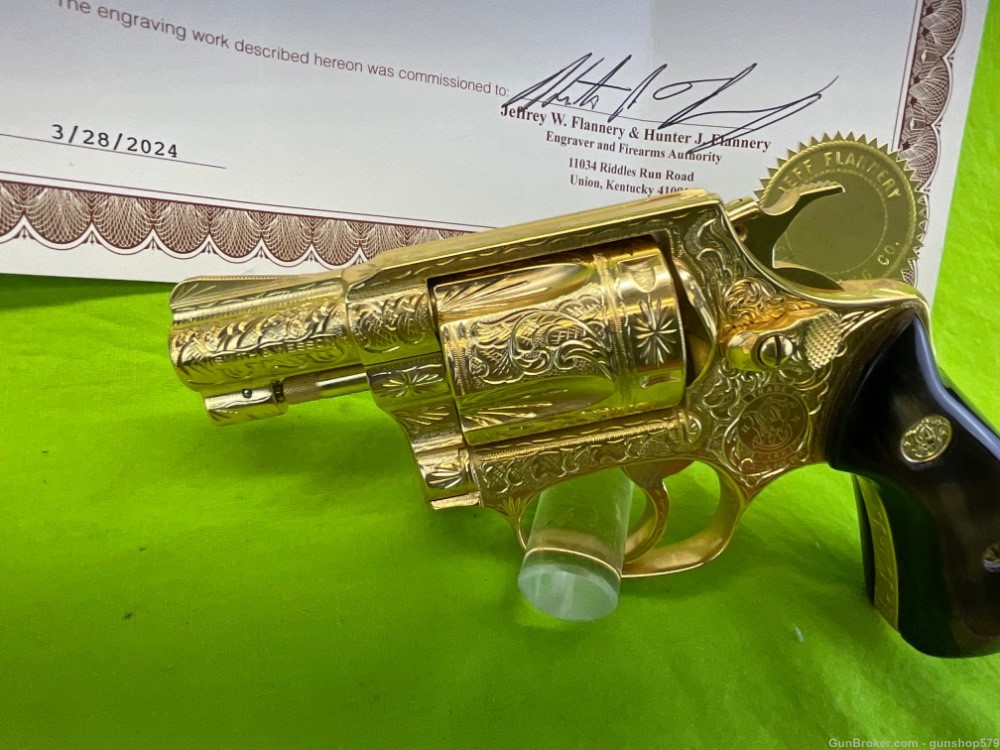 FULLY FLANNERY ENGRAVED 24K GOLD SMITH & WESSON 36 38 SPL 36-7 UNFIRED S&W-img-2