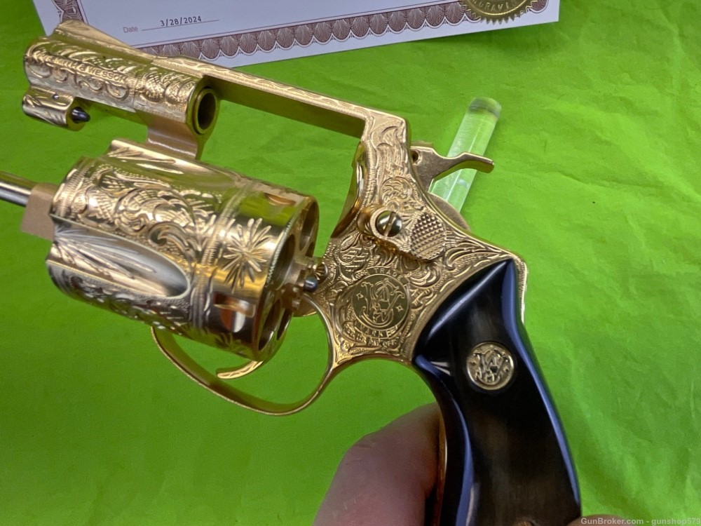 FULLY FLANNERY ENGRAVED 24K GOLD SMITH & WESSON 36 38 SPL 36-7 UNFIRED S&W-img-15
