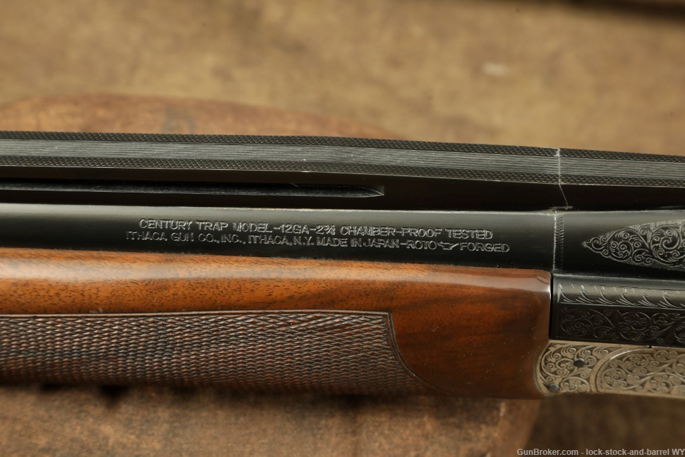 Engraved Ithaca Century Trap 12GA 34” Break Action Single Shot Shotgun-img-30