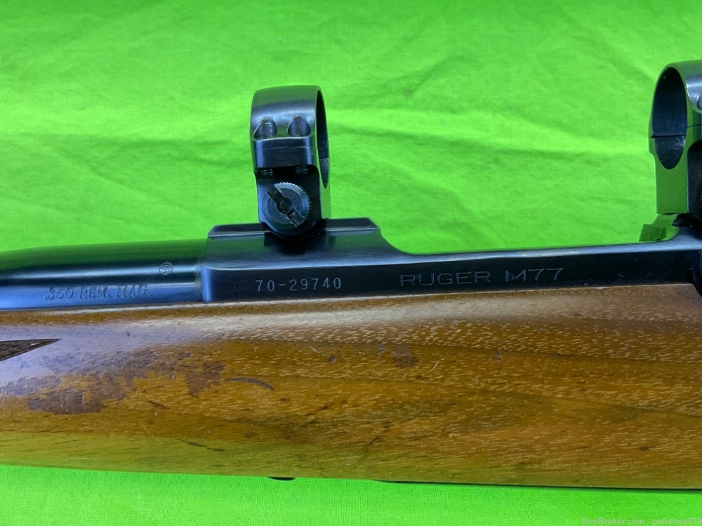 Ruger M77 Flat Bolt Tang Safety 22 Inch Barrel With Sights MFG 1971 350 REM-img-27