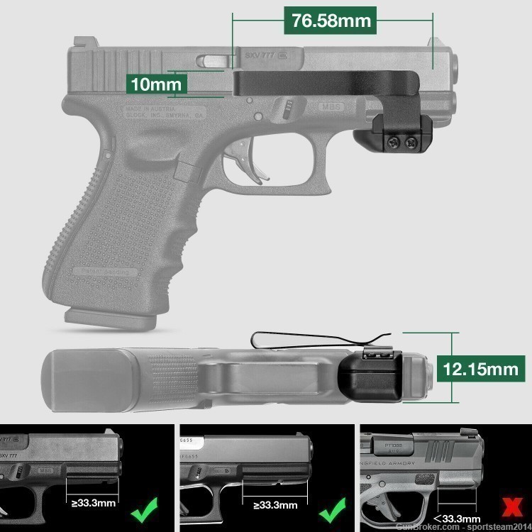 Pistol Gun Clip for Pistol with Picatinny/Dovetail/Rail Slot Udr The Barrel-img-2