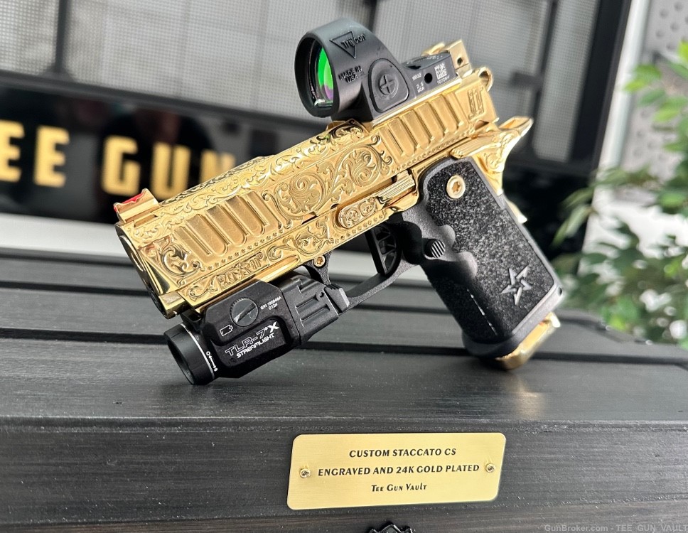 STACCATO CS 9mm FULLY ENGRAVED HIGH POLISHED AND 24k GOLD PLATED 1 OF 1-img-0