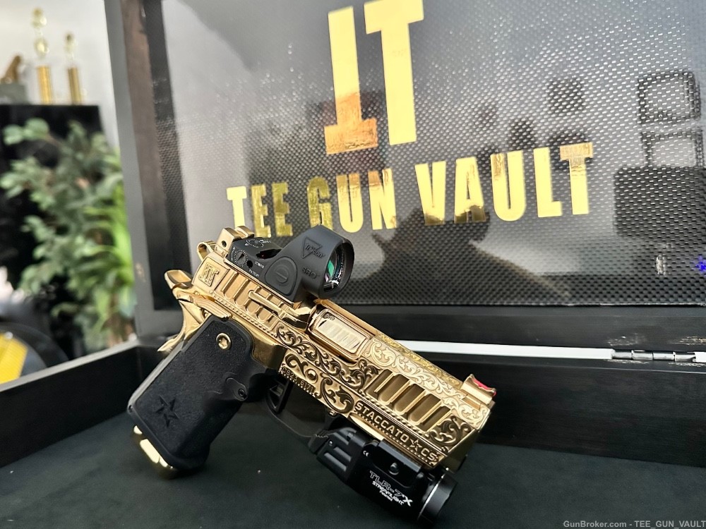 STACCATO CS 9mm FULLY ENGRAVED HIGH POLISHED AND 24k GOLD PLATED 1 OF 1-img-5