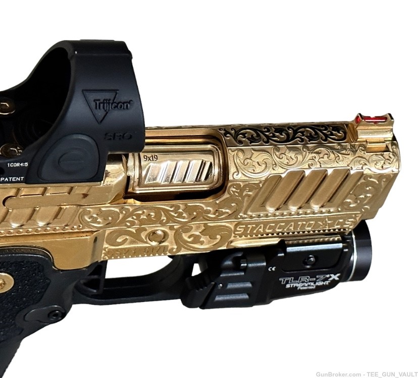 STACCATO CS 9mm FULLY ENGRAVED HIGH POLISHED AND 24k GOLD PLATED 1 OF 1-img-14