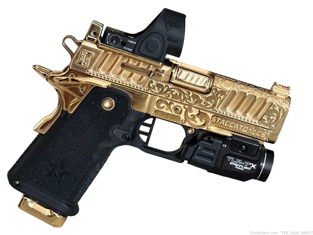 STACCATO CS 9mm FULLY ENGRAVED HIGH POLISHED AND 24k GOLD PLATED 1 OF 1-img-17