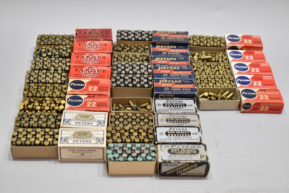 22 Boxes 1013 Rds Vintage Assorted Peters 22 S & LR Target Victor Filmcoat-img-0