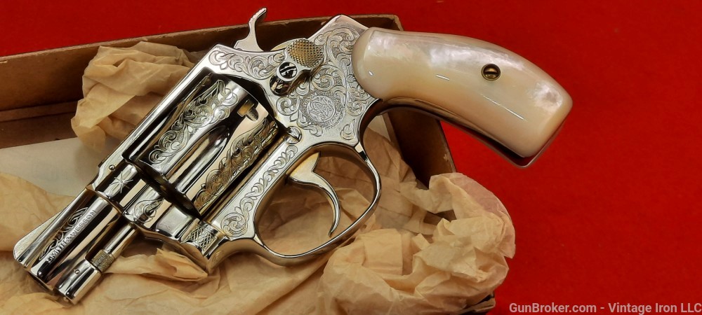 Smith and Wesson model 36  Engraved with Genuine Pearl grips, Beautiful! NR-img-0
